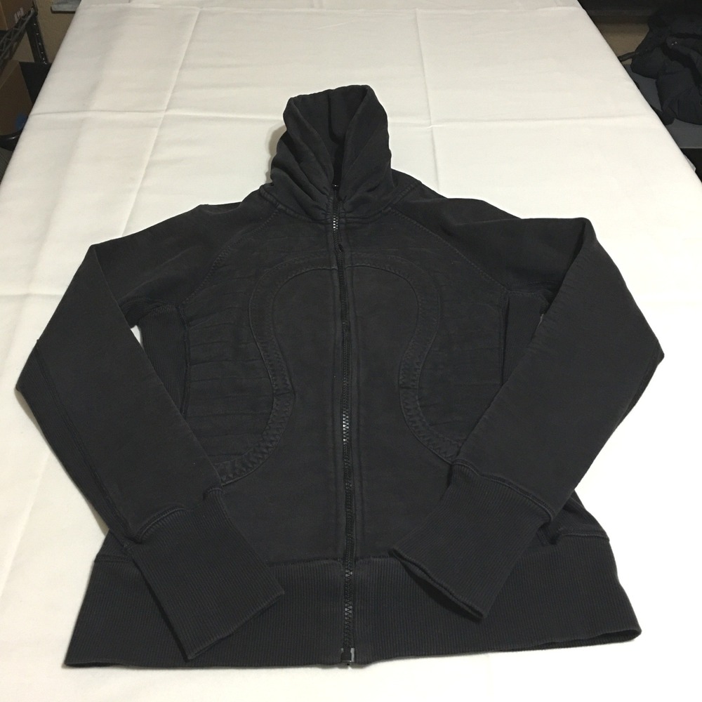 Lululemon Scuba Full Zip Jacket Women 6 Black Thumbholes Thick